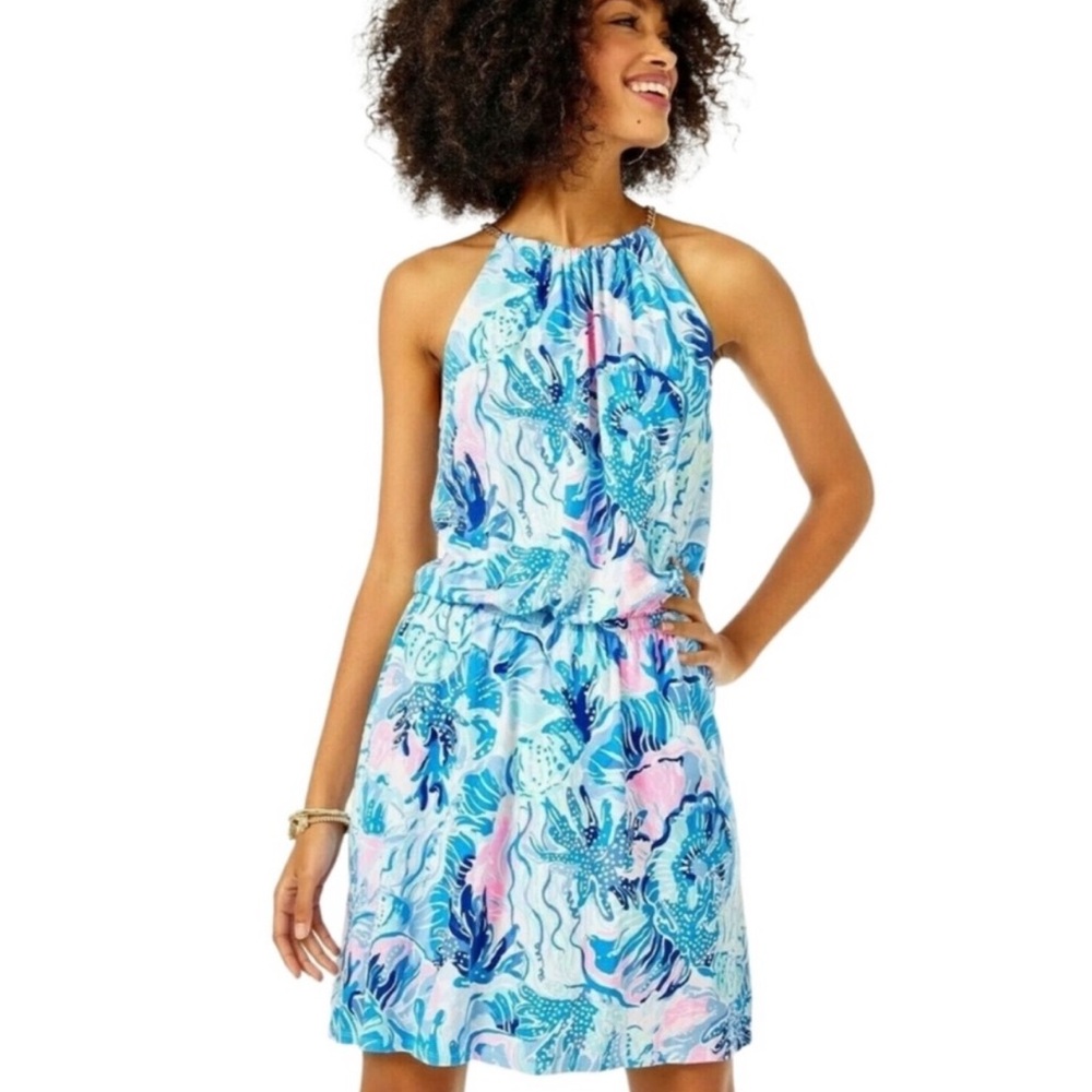 Lilly Pulitzer Bowen in Blue Water Tropical Skort Dress/Romper